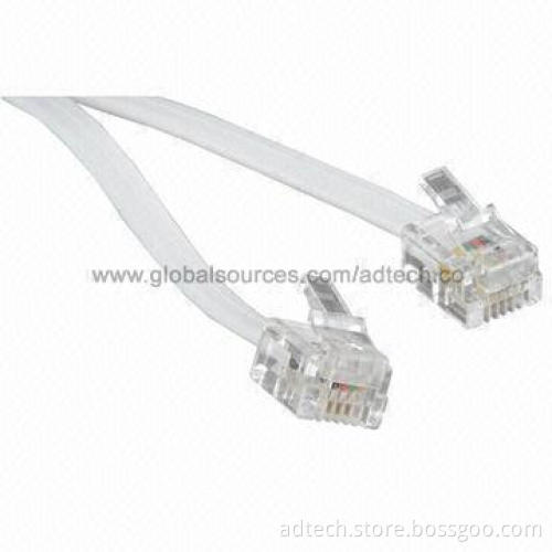 Assembly Cat3 Telephone Patch Cable, RJ12, 6P4C
